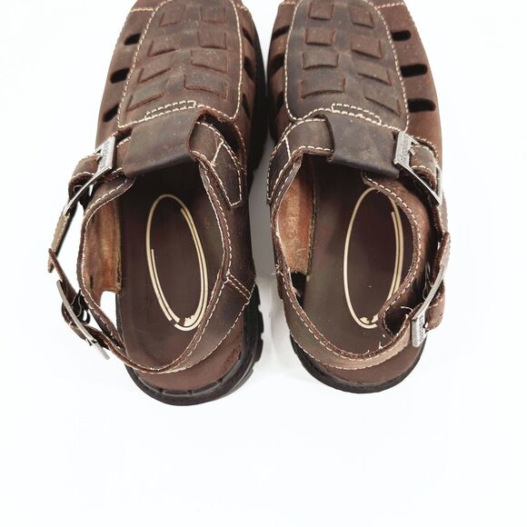 Vintage Jammers Brown Leather Platform Fisherman Sandals - Picture 7 of 12